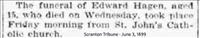 Hagen, Edward (Funeral Notice)